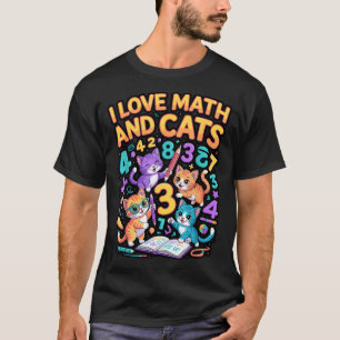 I Love Math And Cats Teacher Student  T-Shirt