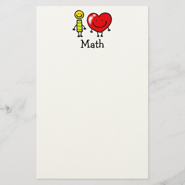 I Love Math Cartoon Stationery   (Front)