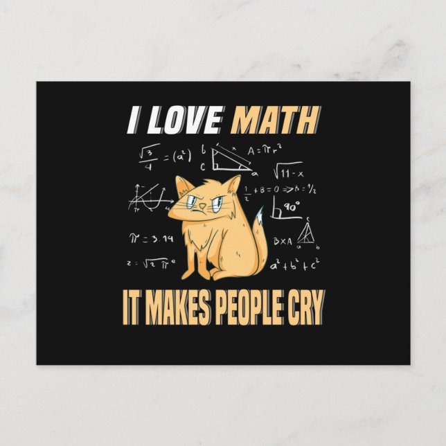 I Love Math Cat Kitten Mathegenie Math Teacher Postcard (Front)