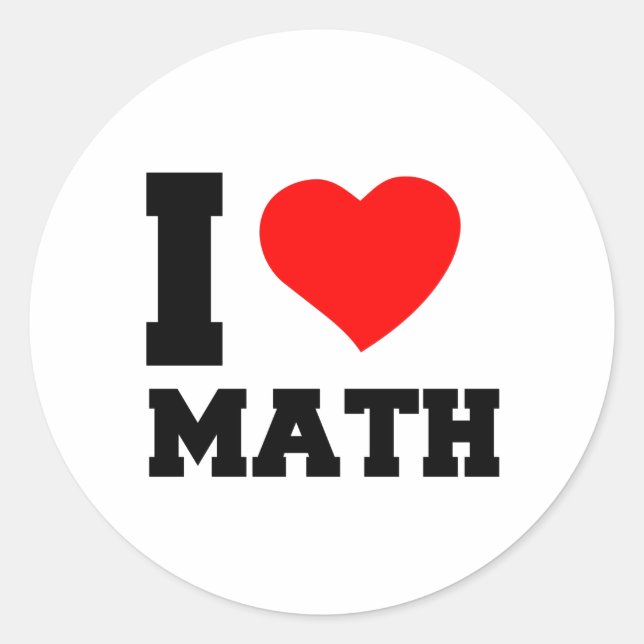 I LOVE MATH CLASSIC ROUND STICKER (Front)