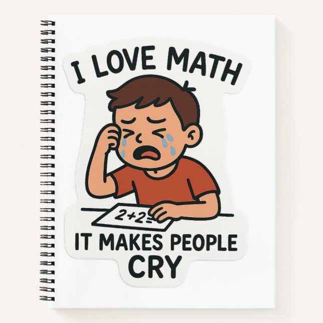 I Love Math – Funny Cartoon Sticker Notebook (Front)