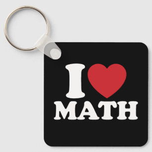 I Love Math I Heart Groovy Retro Keychain