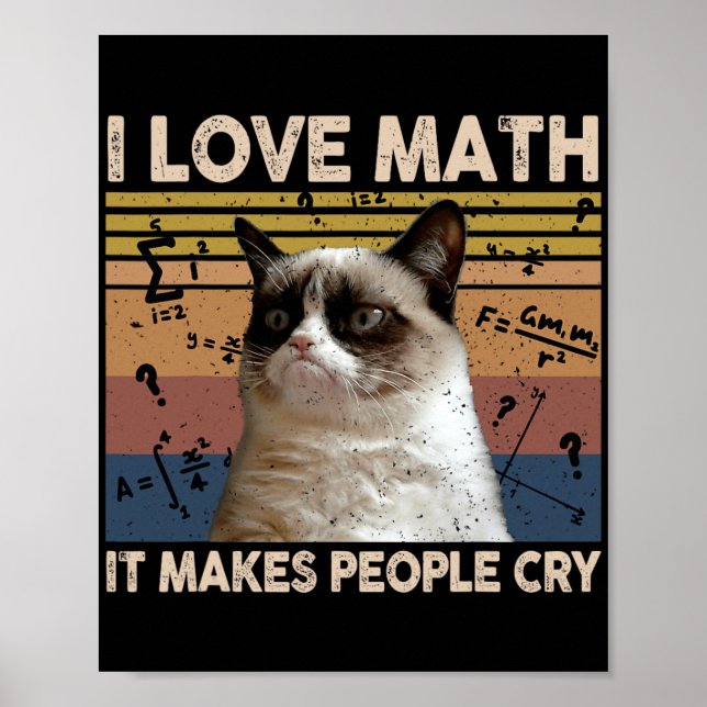 I Love Math It Makes People Cry Cat Lover  Poster (Front)