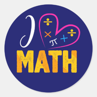 I Love Math School  Classic Round Sticker