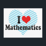 I Love Mathematics Postcard<br><div class="desc">I Love Mathematics
Great I Love Mathematics product with a big heart filled with red stripes. This and many more Mathematics gifts, with also other calculus products for Mathematics lovers available at our store.</div>