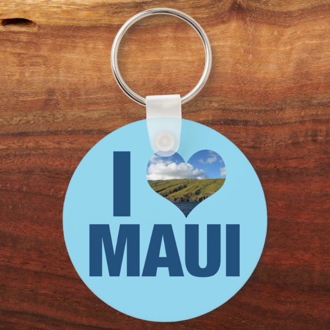 I Love Maui Hawaii Cute Hawaiian Photography Keychain (Front)