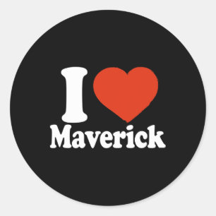 I Love Maverick, I Heart Maverick, Red Heart Valen Classic Round Sticker