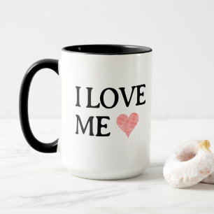 I LOVE ME with Scribble Red Heart - Customizable Mug