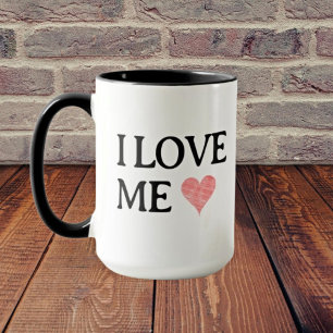 I LOVE ME with Scribble Red Heart - Customizable Mug