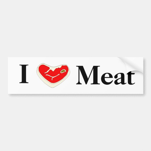 I Love Meat Bumper Sticker (Front)