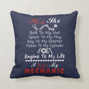 I love MECHANIC Throw Pillow
