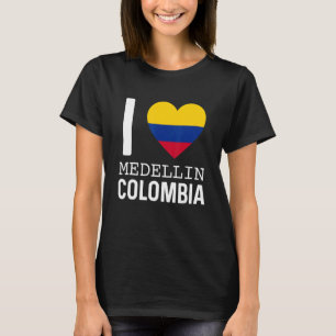 I Love Medellin Colombia Flag Map Colombian Pride  T-Shirt