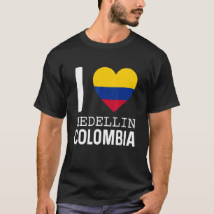 I Love Medellin Colombia Flag Map Colombian Pride T-Shirt