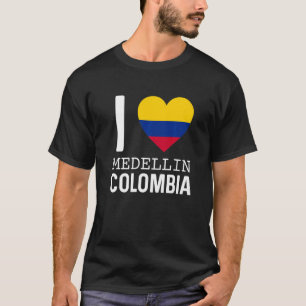 I Love Medellin Colombia Flag Map Colombian Pride T-Shirt