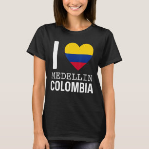 I Love Medellin Colombia Flag Map Colombian Pride  T-Shirt