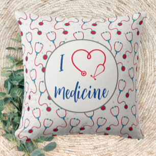 "I love medicine" stethoscope medical doctor gift Throw Pillow