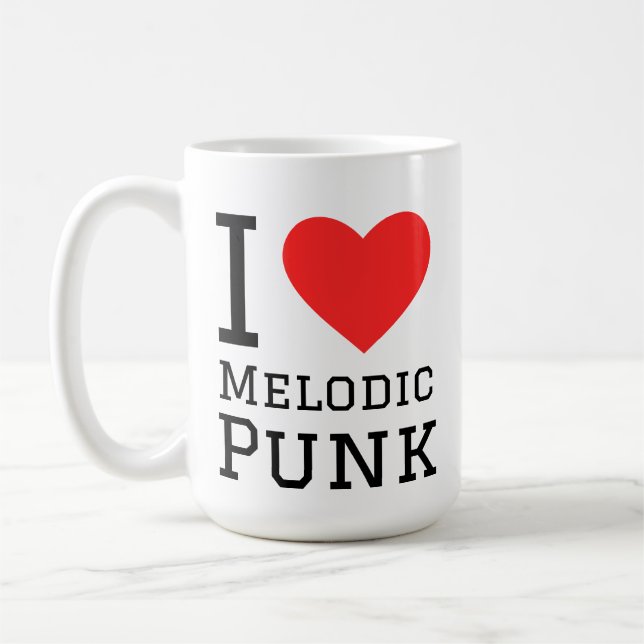 I love melodic punk square sticker coffee mug (Left)
