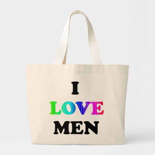 I Love Men Large Tote Bag (Front)