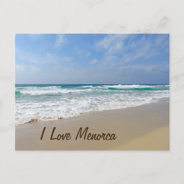 I Love Menorca Beach Postcard (Front)