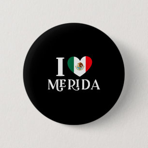 I Love Merida Heart Mexico Flag  2 Inch Round Button