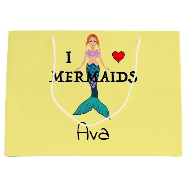 I Love Mermaids Design - Gift Bag - Large (Front)