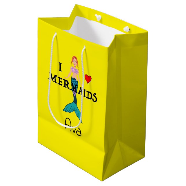 I Love Mermaids Design - Gift Bag - Medium (Front Angled)