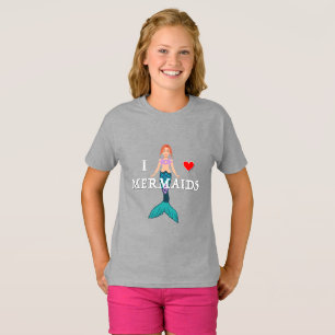 I Love Mermaids Design - Girls' Basic T-Shirt