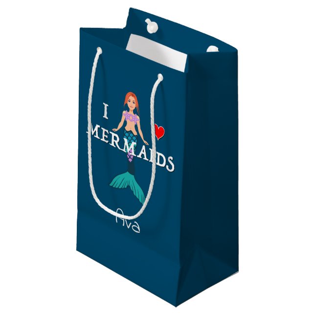 I Love Mermaids Design - Sac Cadeau - Petit (Devant Angle)