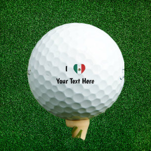 I Love (Mexican Flag Heart) Personalized Golf Balls