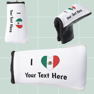 I Love (Mexican Flag Heart) Personalized Golf Head Cover