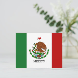 i love mexico - mexican flag, holiday postcard