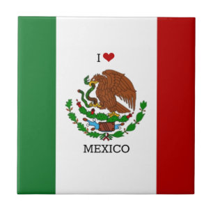 i love mexico - mexican flag, tile
