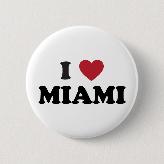 I Love Miami Florida 2 Inch Round Button (Front)