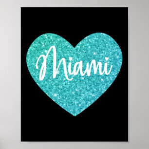 I Love Miami Florida Heart  Poster