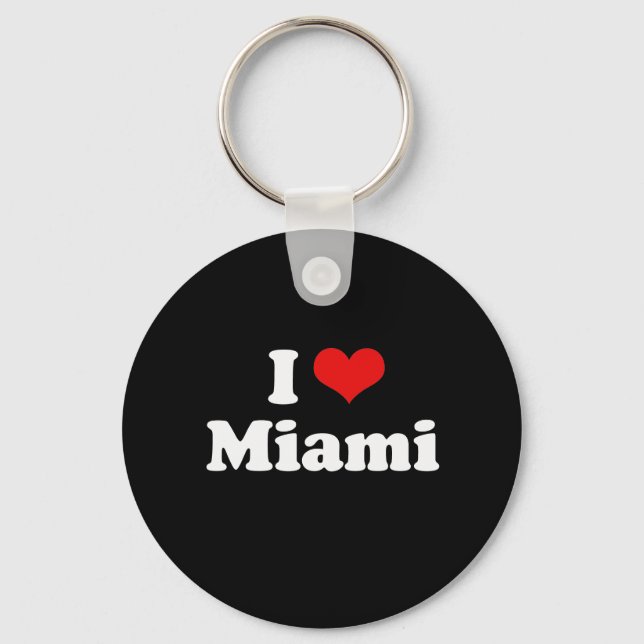 I Love Miami Tshirt White Tshirt Keychain (Front)