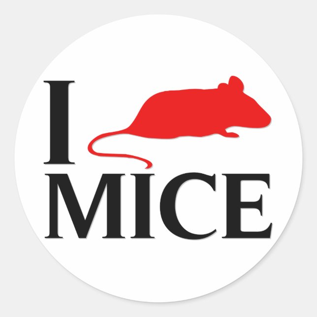 I Love Mice Classic Round Sticker (Front)