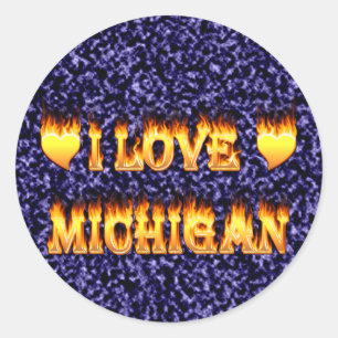 I love michigan classic round sticker