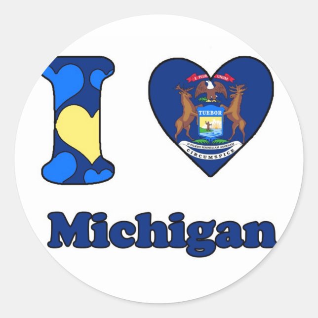I love Michigan Classic Round Sticker (Front)