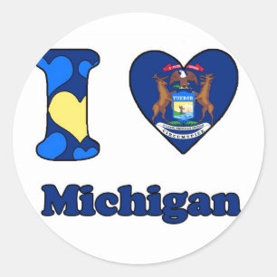 I love Michigan Classic Round Sticker