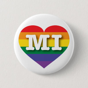 I Love Michigan Rainbow Heart 2 Inch Round Button