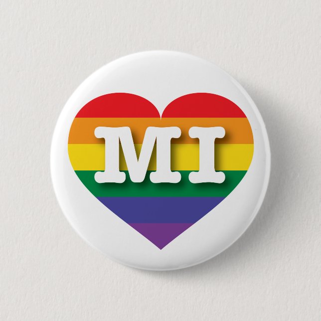 I Love Michigan Rainbow Heart 2 Inch Round Button (Front)