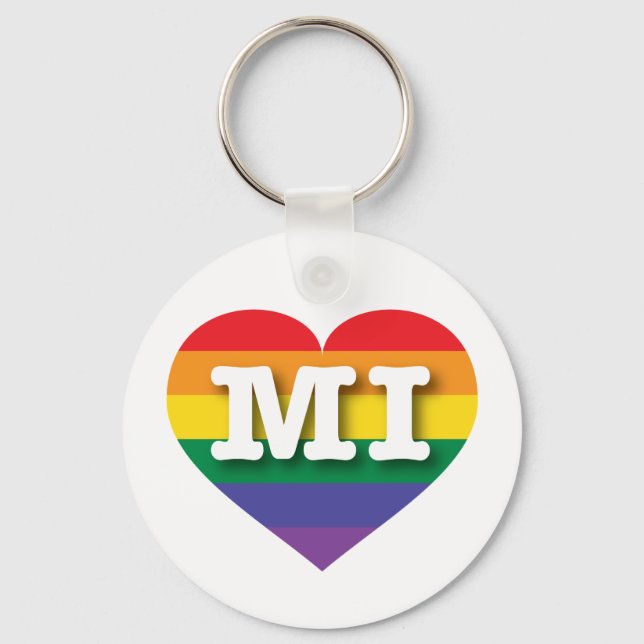 I Love Michigan Rainbow Heart Keychain (Front)