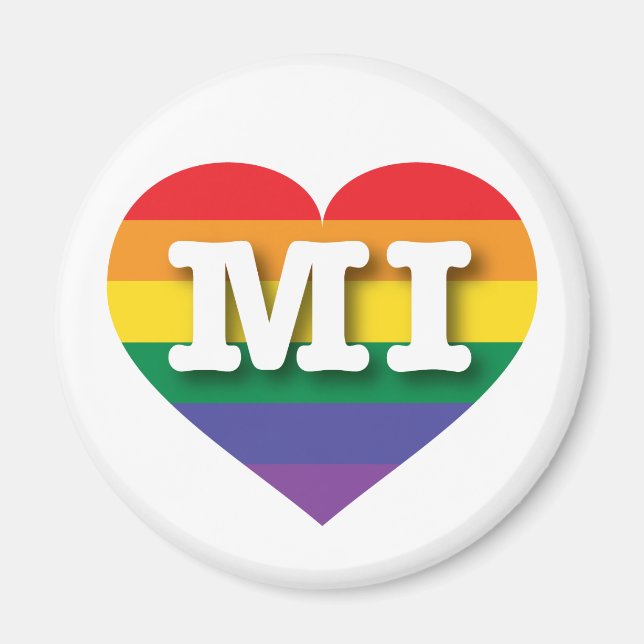I Love Michigan Rainbow Heart Magnet (Front)