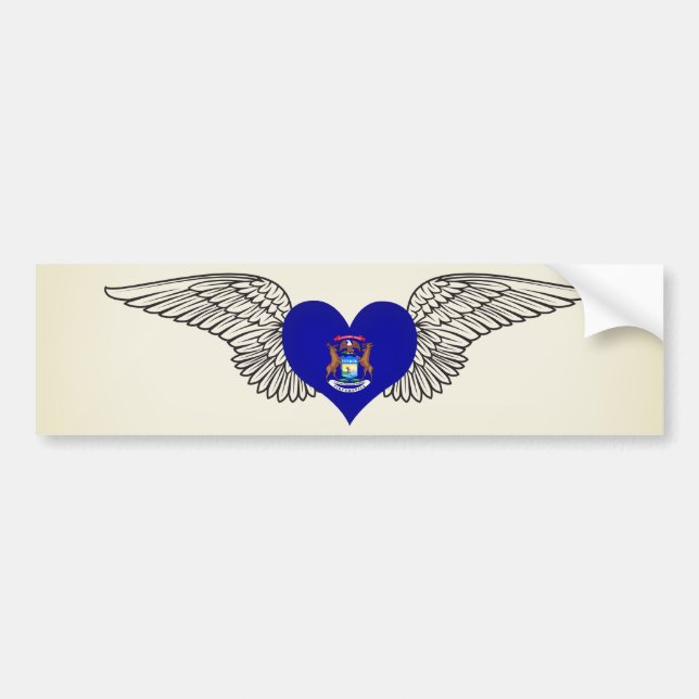 I Love Michigan -wings Bumper Sticker (Front)