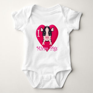 I Love Micro Pigs Baby Bodysuit
