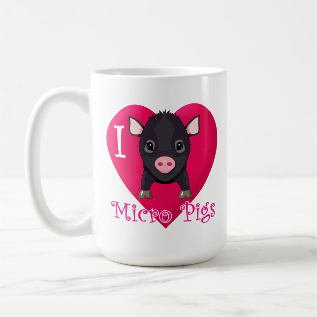 I Love Micro Pigs Coffee Mug (Left)