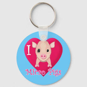 I Love Micro Pigs Keychain