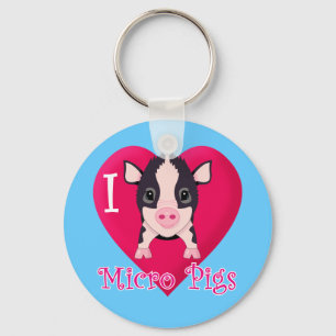 I Love Micro Pigs Keychain