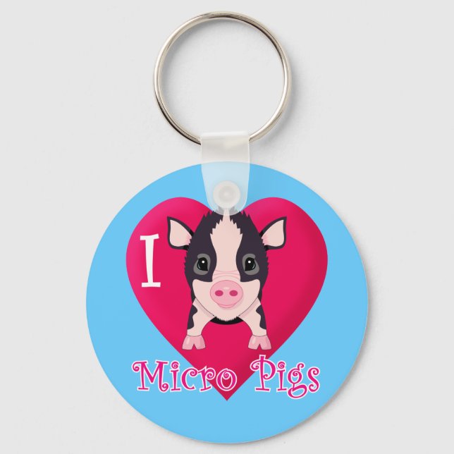 I Love Micro Pigs Keychain (Front)