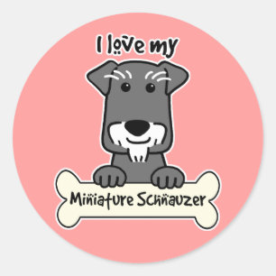 I Love Miniature Schnauzers Classic Round Sticker